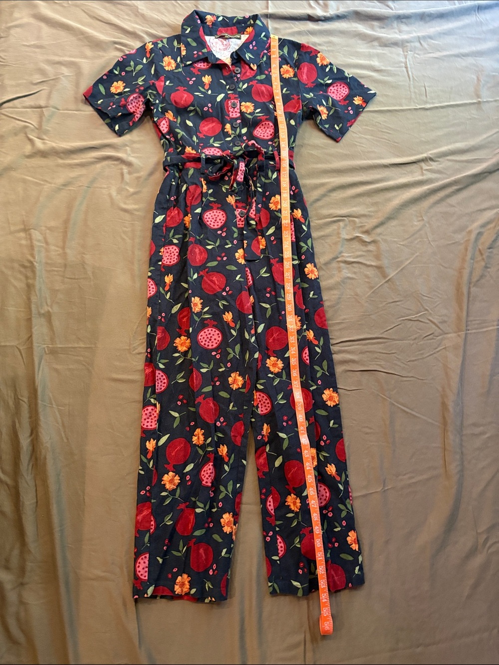 Princess Highway Navy Floral Short-Sleeve Jumpsuit with Tie Waist - Picture 4 of 5